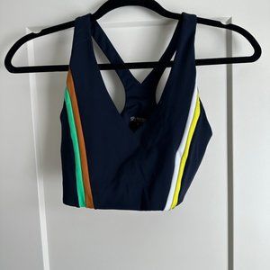 zSplits 59 - SMALL - V neck navy sports bra